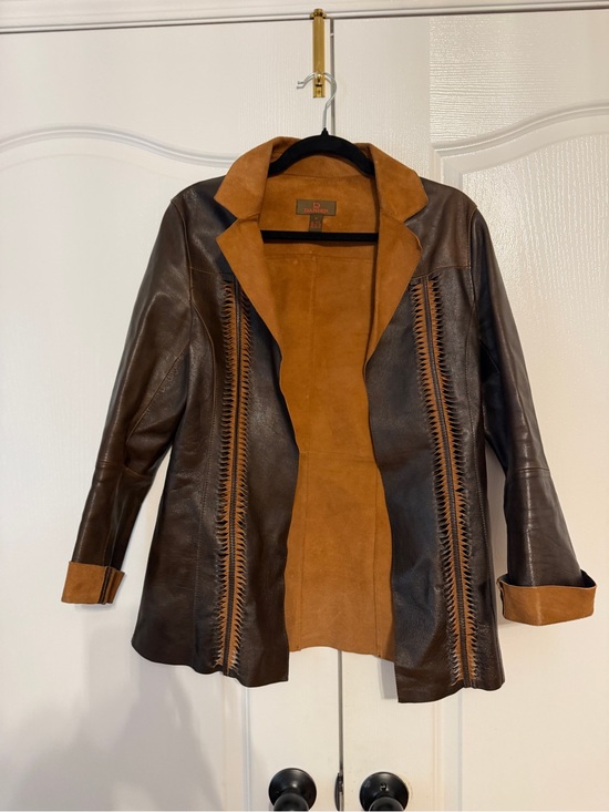 Danier Jackets & Blazers - Danier Two-Tone Brown Leather & Suede feel inside Open Front Jacket